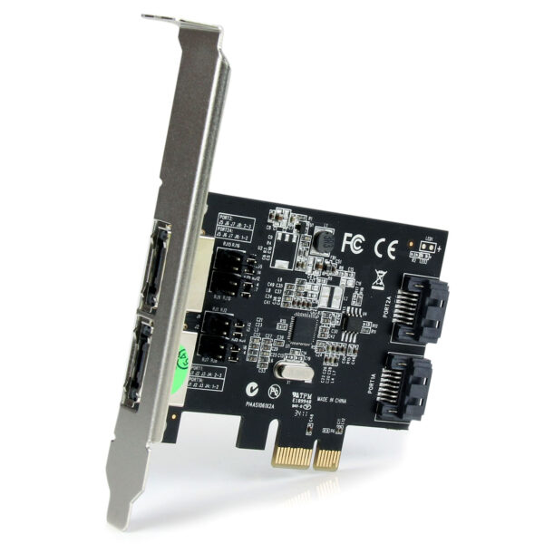 StarTech.com 2 Port PCI Express SATA 6 Gbps eSATA Controller Kaart, Dual Port PCIe SATA III Card, 2 Int/2 Ext, SATA III 6Gbps - Afbeelding 2