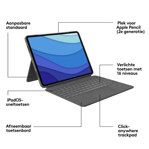 Logitech Combo Touch for iPad Pro 12.9-inch (5th generation) - Afbeelding 9