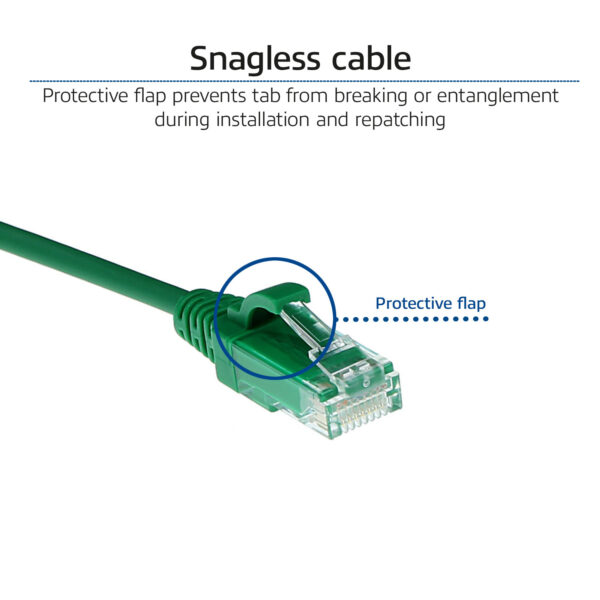 ACT Groene 3 meter LSZH U/UTP CAT6 datacenter slimline patchkabel snagless met RJ45 connectoren - Afbeelding 5