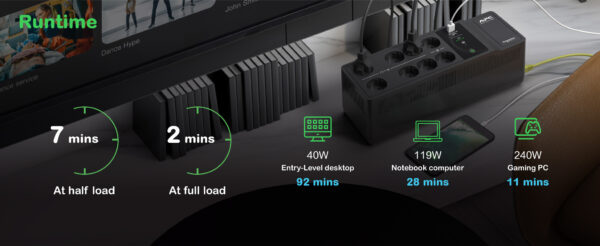 APC Back-UPS BE1050G2-GR - Noodstroomvoeding 8x stopcontact, 1050VA, 2 USB opladers, 1 USB datapoort - Afbeelding 8