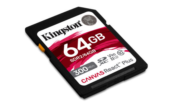 Kingston Technology 64GB Canvas React Plus SDHC UHS-II 300R/260W U3 V90 voor Full HD/4K/8K - Afbeelding 2