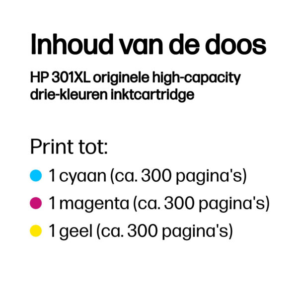 HP 301XL originele high-capacity drie-kleuren inktcartridge - Afbeelding 8