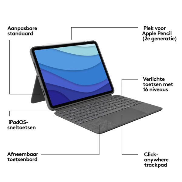 Logitech Combo Touch for iPad Pro 11-inch (1st, 2nd, and 3rd generation) - Afbeelding 5