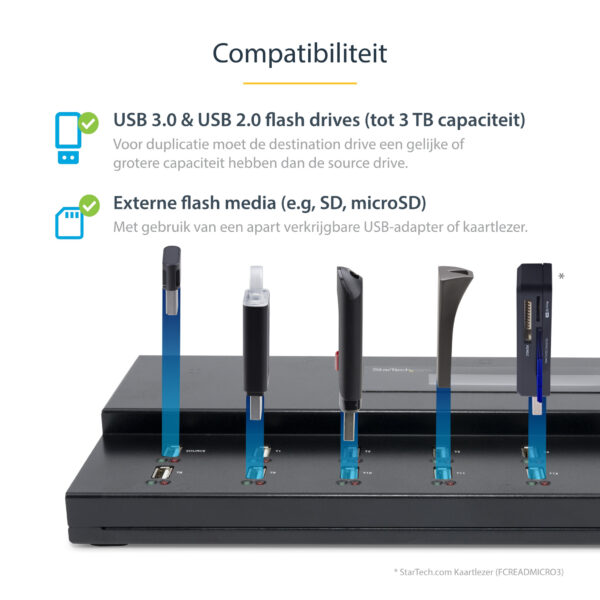 StarTech.com Standalone 1 naar 15 USB Thumb Drive Cloner en Wisser, Multiple USB Flash Drive Kloner, System/File/Whole-Drive Cop - Afbeelding 4