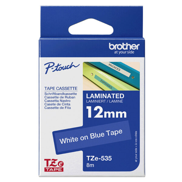 Brother TZE-535 labelprinter-tape Wit op blauw - Afbeelding 3