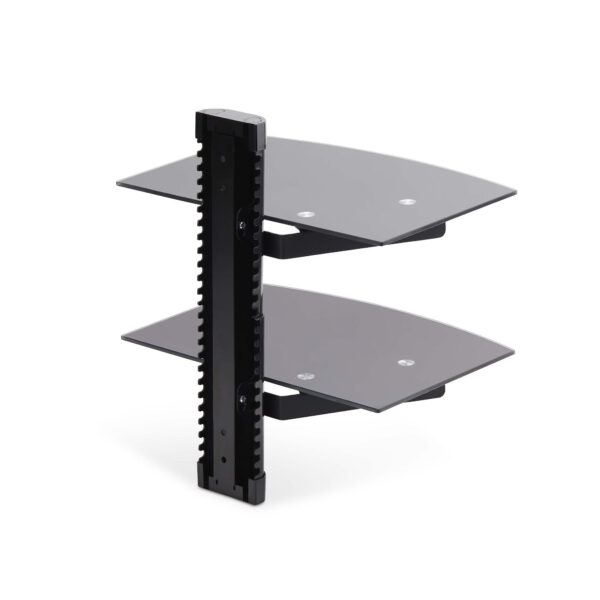 StarTech.com Dubbele Hangende Wandplanken voor Audio/Video Apparatuur, In Hoogte Verstelbare Schappen voor Onder TV, Hangend Wan - Afbeelding 2