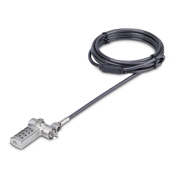 StarTech.com 2m Universeel Laptop Kabelslot, Security Kabel met Vooraf Ingesteld Combinatieslot, Compatibel met Noble Wedge®