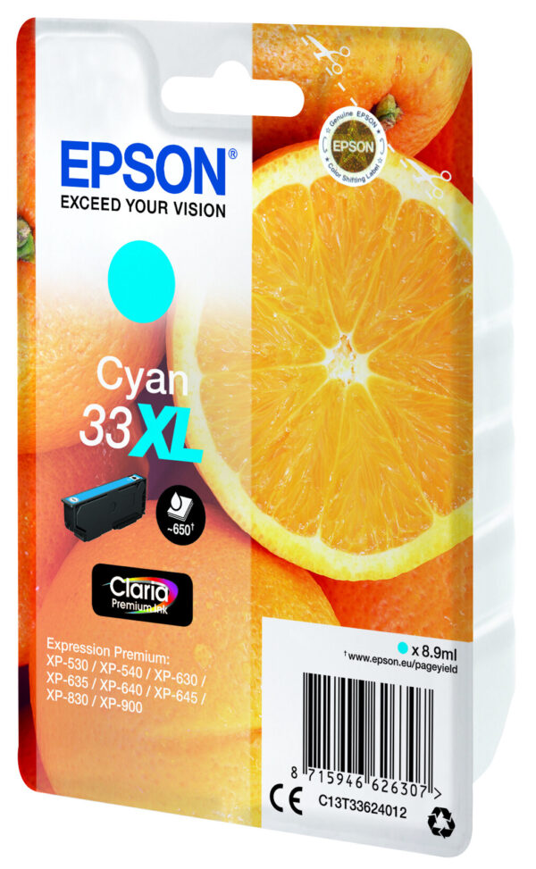 Epson Oranges Singlepack Cyan 33XL Claria Premium Ink - Afbeelding 4