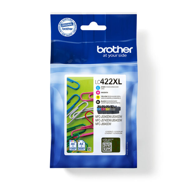 Brother LC-422XLVAL inktcartridge 4 stuk(s) Origineel Zwart, Cyaan, Magenta, Geel