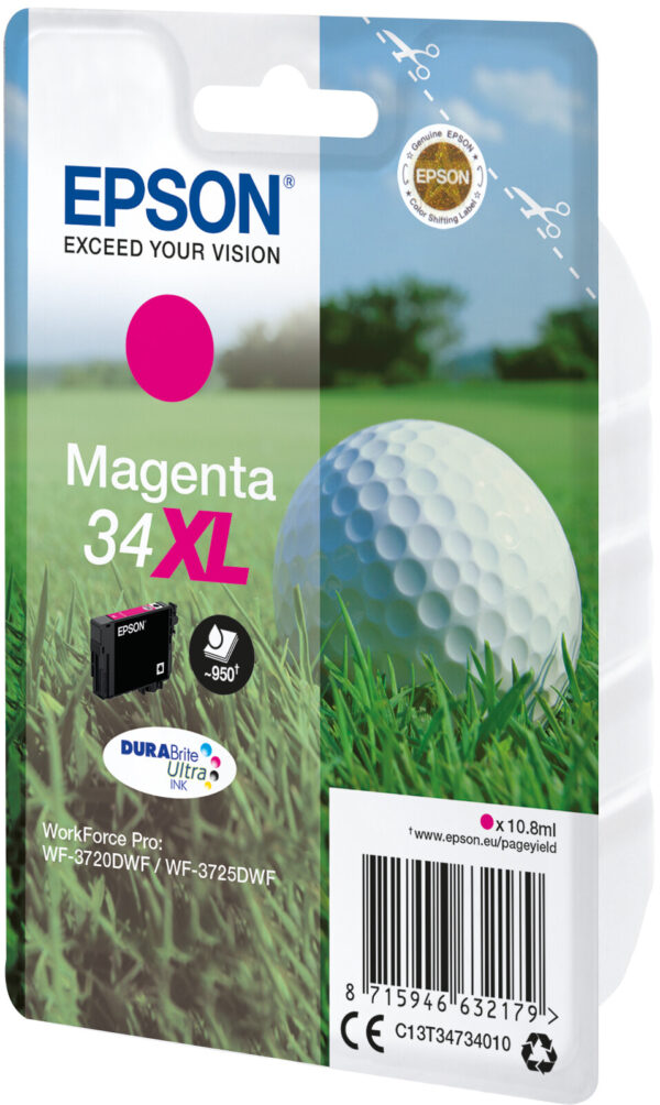 Epson Golf ball Singlepack Magenta 34XL DURABrite Ultra Ink - Afbeelding 2