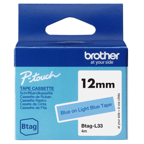 Brother BTAG-L33 labelprinter-tape Blauw op lichtblauw