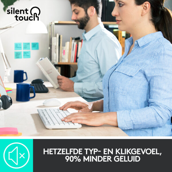 Logitech MK295 Silent Wireless Combo toetsenbord Inclusief muis Kantoor RF Draadloos AZERTY Frans Wit - Afbeelding 2