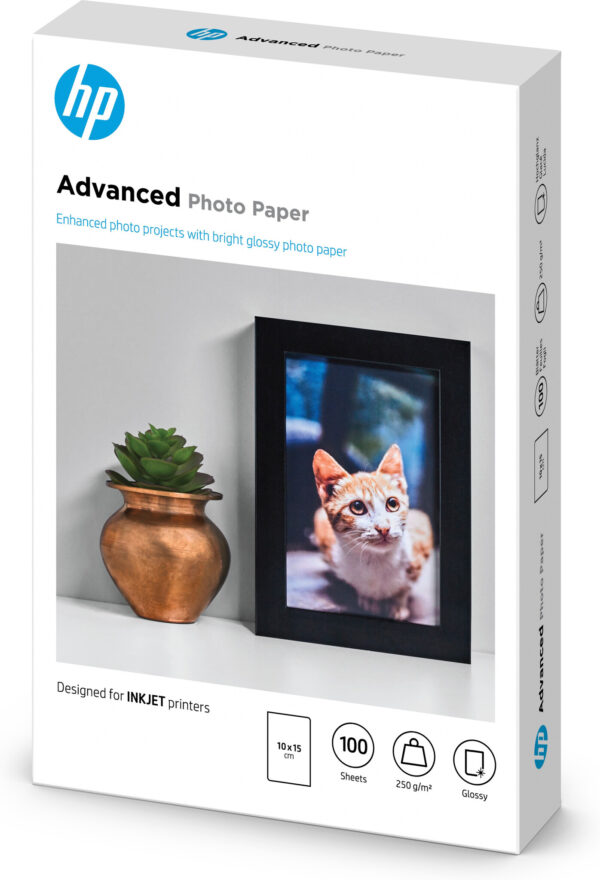 HP Advanced Photo-papier, glanzend, 250 g/m2, 10 x 15 cm (101 x 152 mm), 100 vellen - Afbeelding 3