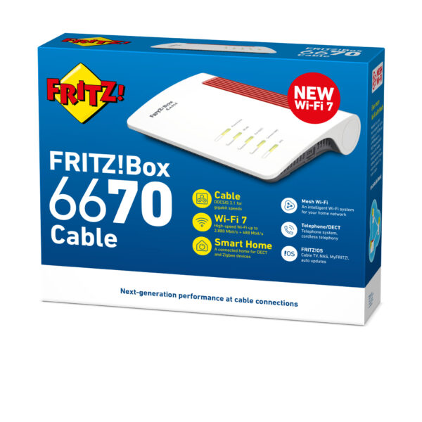 FRITZ!Box 6670 Cable Edition International draadloze router 2.5 Gigabit Ethernet Dual-band (2.4 GHz / 5 GHz) Rood, Wit - Afbeelding 4