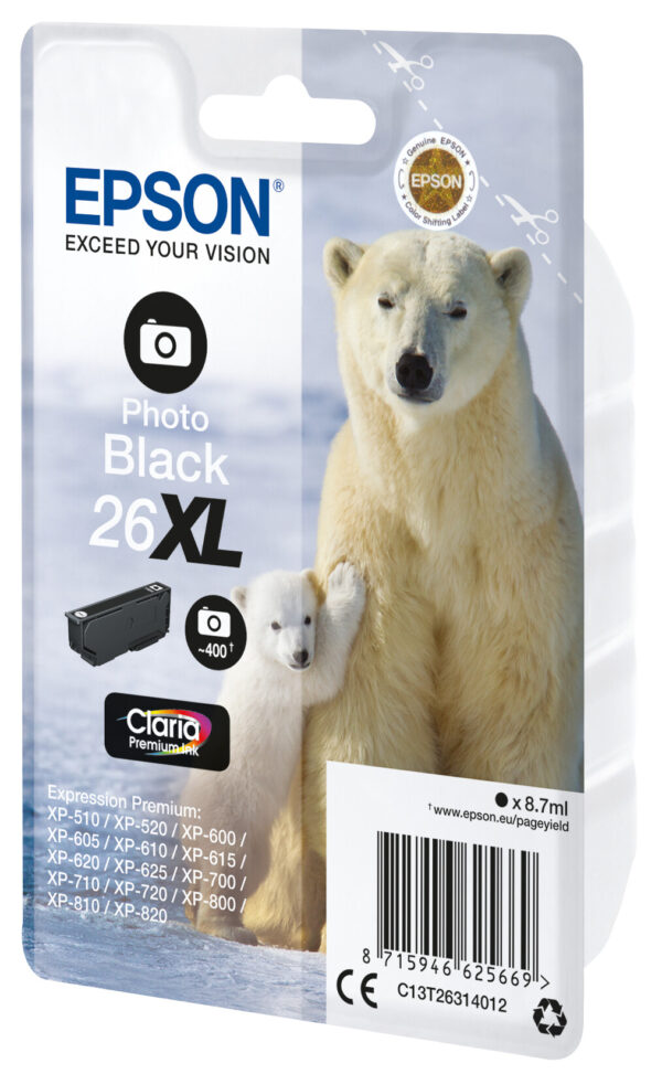 Epson Polar bear Singlepack Photo Black 26XL Claria Premium Ink - Afbeelding 2