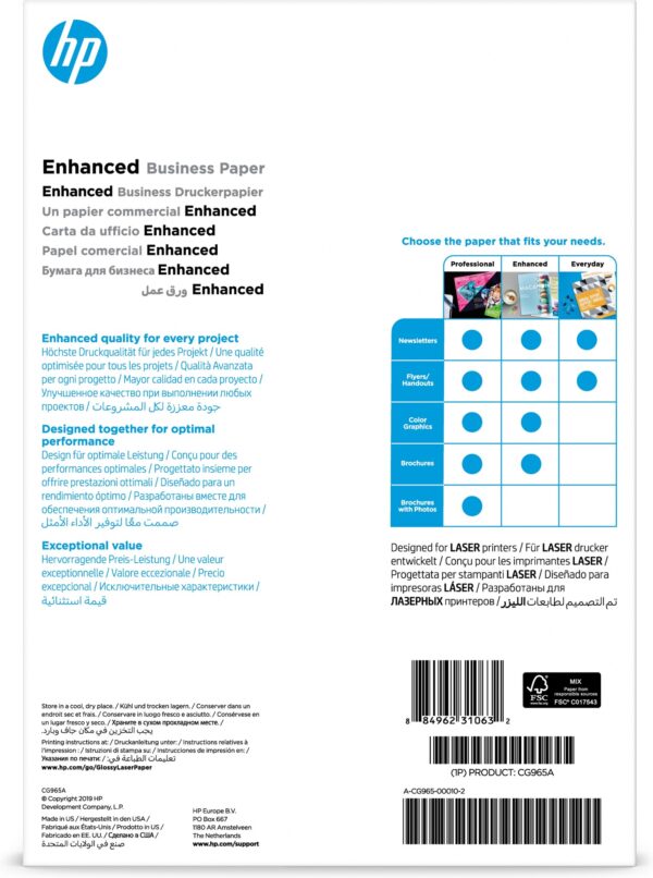 HP Professional Laser Paper, glanzend, 150 gr/m², 150 vel, A4/210 x 297 mm - Afbeelding 2