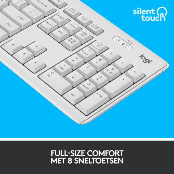 Logitech MK295 Silent Wireless Combo toetsenbord Inclusief muis Kantoor RF Draadloos AZERTY Frans Wit - Afbeelding 3