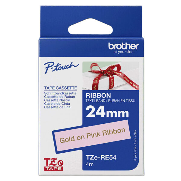 Brother TZE-RE54 labelprinter-tape Goud op roze - Afbeelding 3