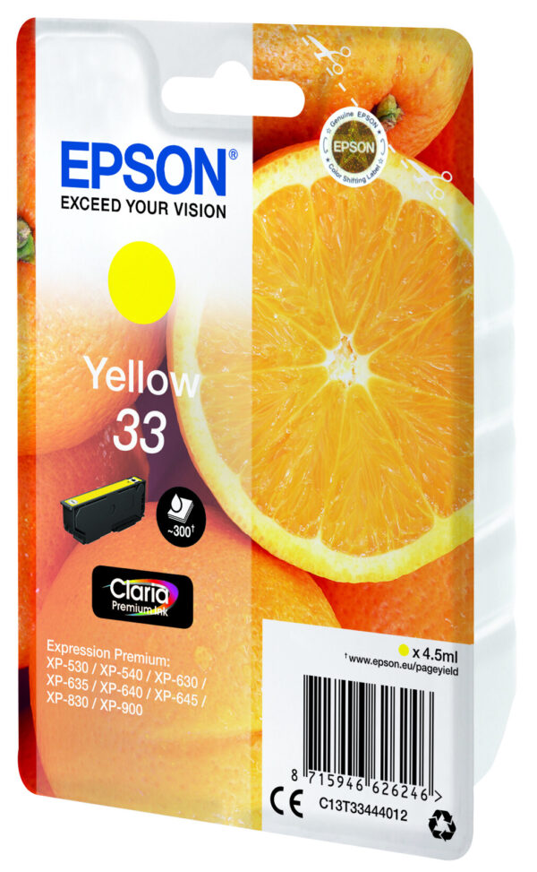 Epson Oranges Singlepack Yellow 33 Claria Premium Ink - Afbeelding 4