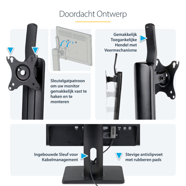 StarTech.com Beweegbare Bureau Monitorsteun, In Hoogte Verstelbare Monitor Beugel voor VESA Displays tot 32" (7kg), Ergonomische - Afbeelding 22