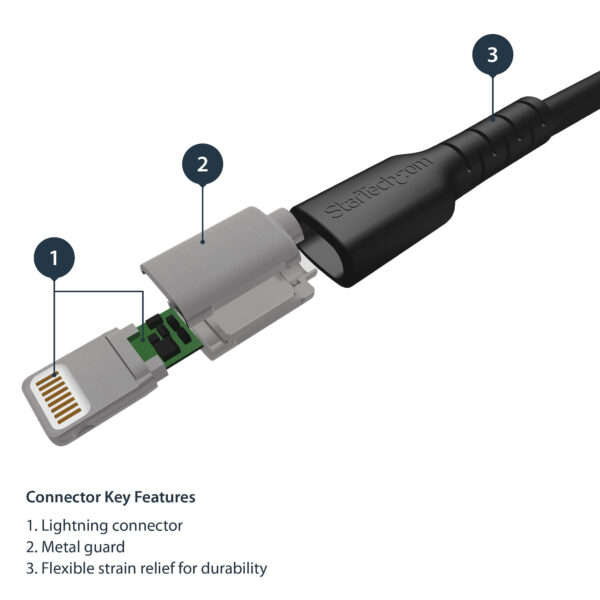 StarTech.com Premium USB-A naar Lightning Kabel 2m Zwart - USB Type A naar Lightning Charge & Sync Oplaadkabel - Verstevigd met - Afbeelding 5