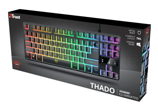 Trust GXT 833 Thado TKL toetsenbord Gamen USB Belgisch Zwart, Zilver - Afbeelding 5