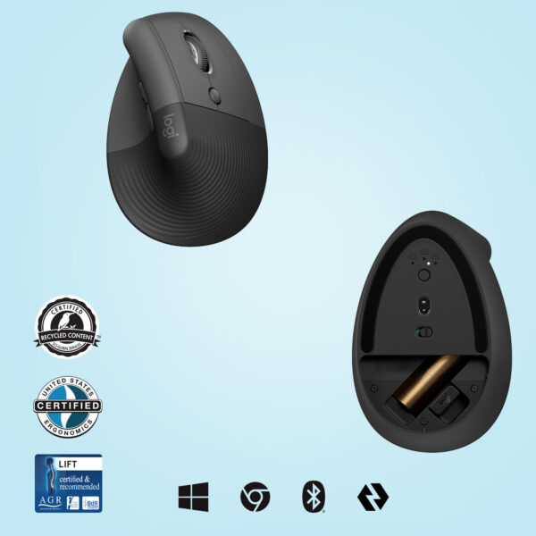 Logitech Lift muis Kantoor Rechtshandig RF-draadloos + Bluetooth Optisch 4000 DPI - Afbeelding 6