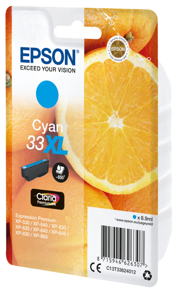 Epson Oranges Singlepack Cyan 33XL Claria Premium Ink - Afbeelding 2