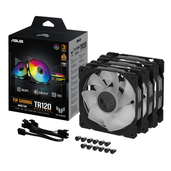 ASUS TUF Gaming TR120 ARGB Reverse Fan - Triple Pack Computer behuizing Ventilator 12 cm Zwart - Afbeelding 9