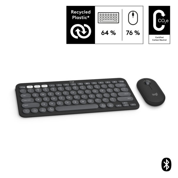 Logitech Pebble 2 Combo for Mac toetsenbord Inclusief muis Universeel RF-draadloos + Bluetooth AZERTY Frans Grafiet - Afbeelding 2