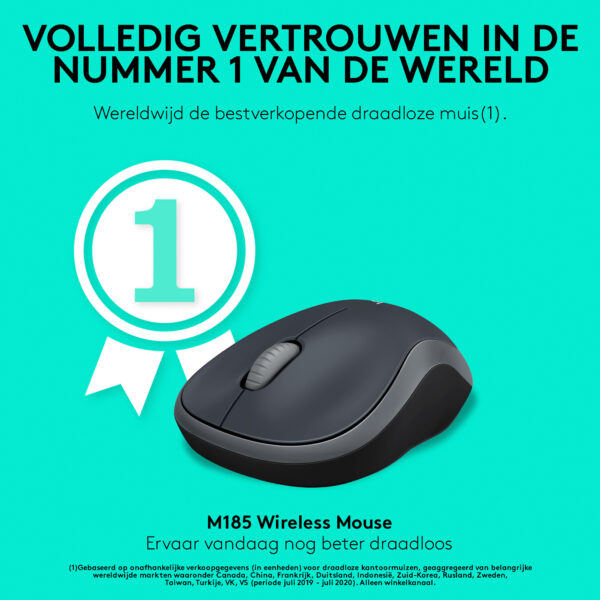 Logitech M185 muis Kantoor Ambidextrous RF Draadloos Optisch 1000 DPI - Afbeelding 3