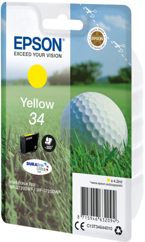 Epson Golf ball Singlepack Yellow 34 DURABrite Ultra Ink - Afbeelding 2