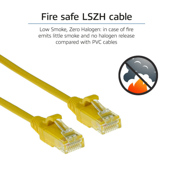 ACT Gele 1 meter LSZH U/UTP CAT6 datacenter slimline patchkabel snagless met RJ45 connectoren - Afbeelding 7