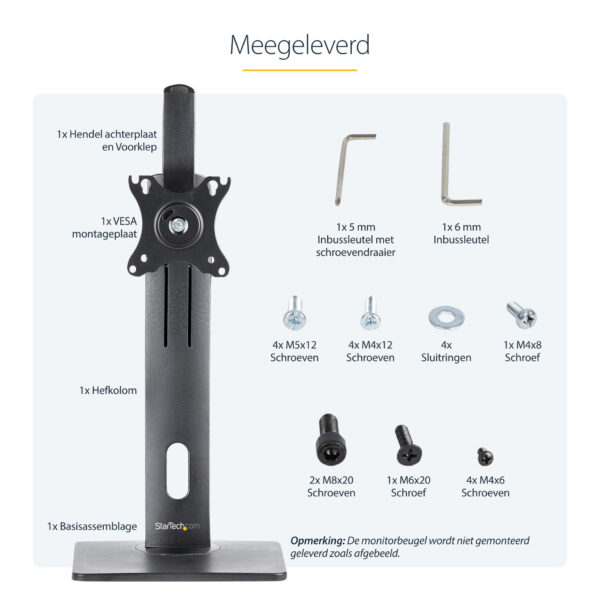 StarTech.com Beweegbare Bureau Monitorsteun, In Hoogte Verstelbare Monitor Beugel voor VESA Displays tot 32" (7kg), Ergonomische - Afbeelding 24