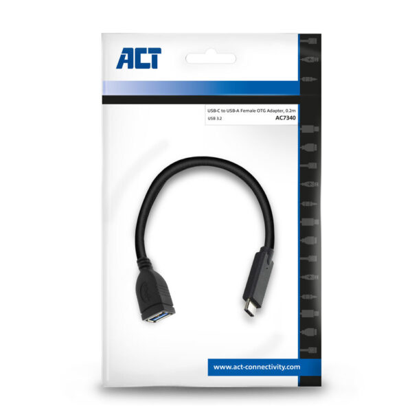 ACT USB 3.0 kabel OTG, USB-C male naar USB-A female, 0,2 meter - Afbeelding 2