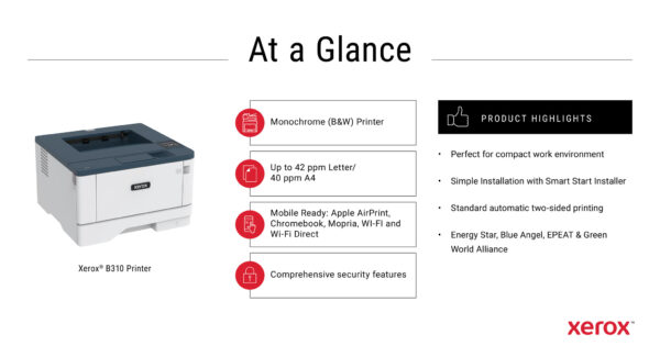 Xerox B310 A4 40 ppm draadloze dubbelzijdige printer PS3 PCL5e/6 2 laden totaal 350 vel - Afbeelding 12