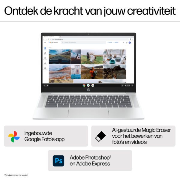 HP Chromebook 14a-nf0050nd Intel® N N100 35,6 cm (14") Full HD 4 GB LPDDR5-SDRAM 128 GB Flash Wi-Fi 6E (802.11ax) ChromeOS Zilve - Afbeelding 9