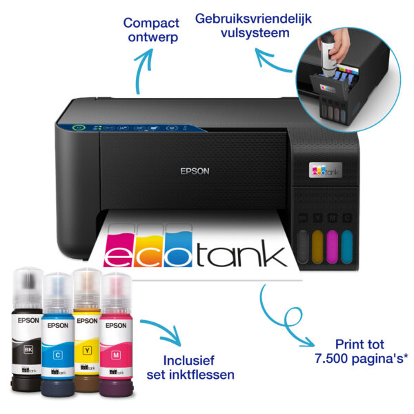 Epson EcoTank ET-2861 A4 multifunctionele Wi-Fi-printer met inkttank, inclusief tot 3 jaar inkt - Afbeelding 3