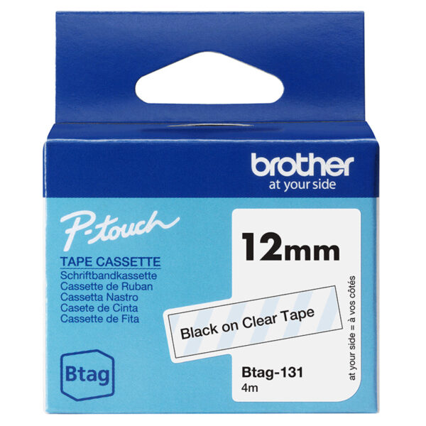 Brother BTAG-131 labelprinter-tape Zwart op zilver