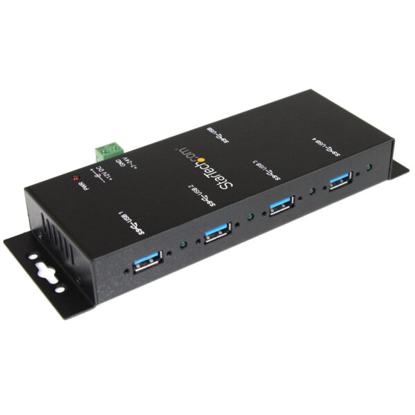 StarTech.com 4-Port USB 3.0 Hub (5Gbps) | Metalen industriële USB-A Hub | Wand- of Bureau-monteerbare USB Data Hub | TAA Complia - Afbeelding 2