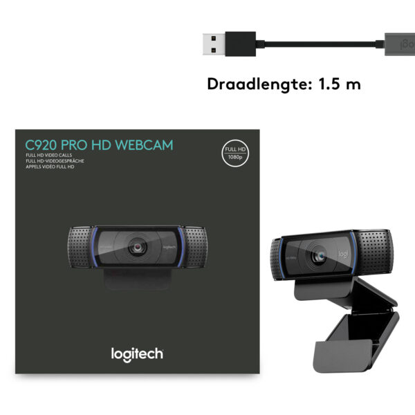 Logitech Hd Pro C920 webcam 3 MP 1920 x 1080 Pixels USB 2.0 Zwart - Afbeelding 9