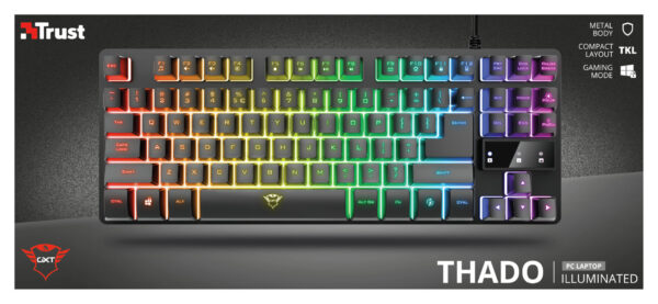 Trust GXT 833 Thado TKL toetsenbord Gamen USB Belgisch Zwart, Zilver - Afbeelding 6