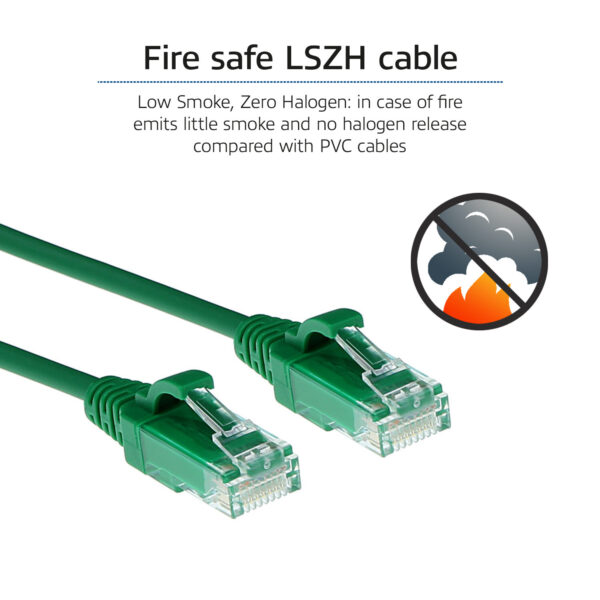 ACT Groene 3 meter LSZH U/UTP CAT6 datacenter slimline patchkabel snagless met RJ45 connectoren - Afbeelding 7