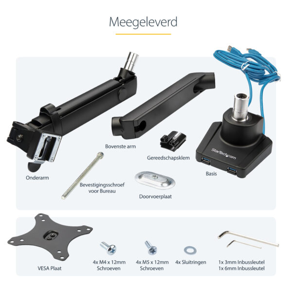 StarTech.com ARMSLIM2USB3 flat panel bureau steun 86,4 cm (34") Zwart - Afbeelding 16