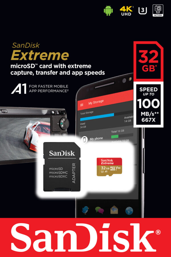 SanDisk Extreme 32 GB MicroSDHC UHS-I Klasse 10 - Afbeelding 3