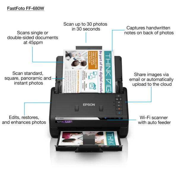 Epson FastFoto FF-680W snelle A4-fotoscanner met automatische invoer en Wi-Fi-connectiviteit - Afbeelding 4