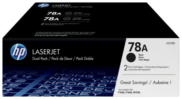 HP 78A originele zwarte LaserJet tonercartridge, 2-pack