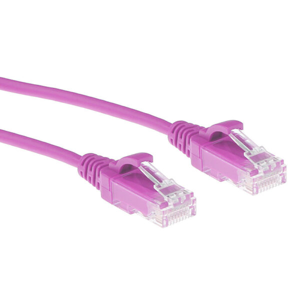 ACT Roze 1,5 meter LSZH U/UTP CAT6 datacenter slimline patchkabel snagless met RJ45 connectoren