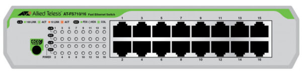 Allied Telesis AT-FS710/16-50 Unmanaged Fast Ethernet (10/100) 1U Groen, Grijs