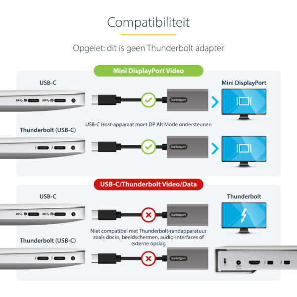 StarTech.com USB C naar Mini DisplayPort Adapter - 4K 60Hz USB-C naar mDP Adapter Dongle - USB Type-C naar Mini DP Monitor - Vid - Afbeelding 6